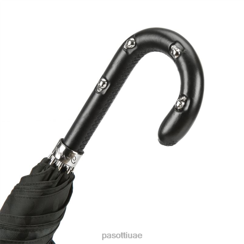 مظلة | 478 11780-142 h39t - مظلة سوداء مموهة، مقبض جلدي مع جماجم PASOTTI Z446V63